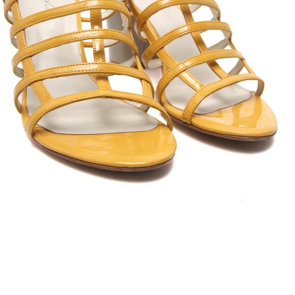 Kenneth Cole New York Patent Leather Caged Sandals Ankle strap Yellow Grey - Picture 12 of 13